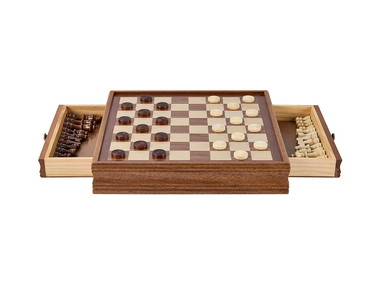 Schach- und Dame-Set SucceBuy, 38 cm, Tragbar mit Schublade, 2 in 1 für Erwachsene, Kinder, Fachleute, Anfänger