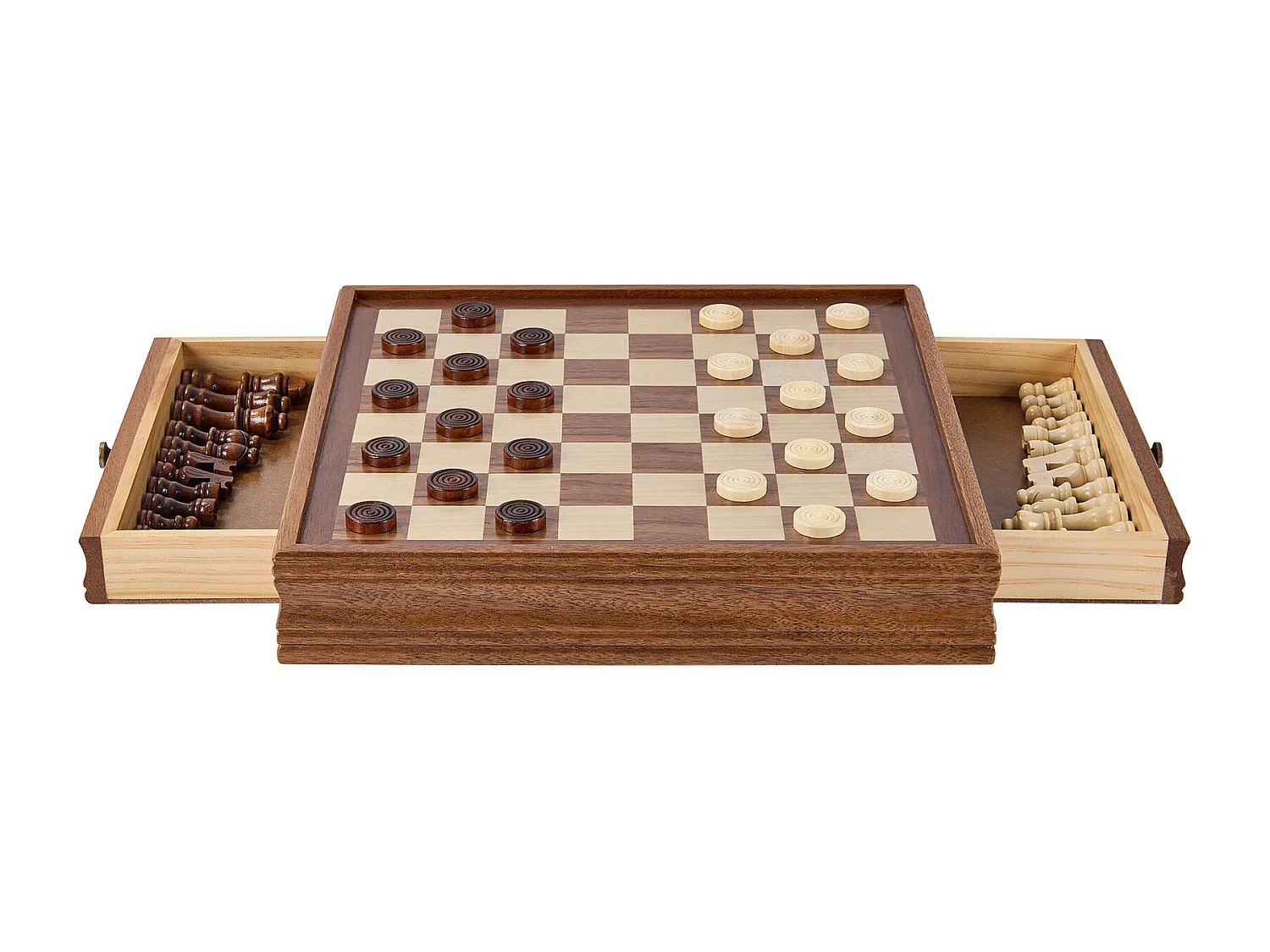 Schach- und Dame-Set SucceBuy, 38 cm, Tragbar mit Schublade, 2 in 1 für Erwachsene, Kinder, Fachleute, Anfänger