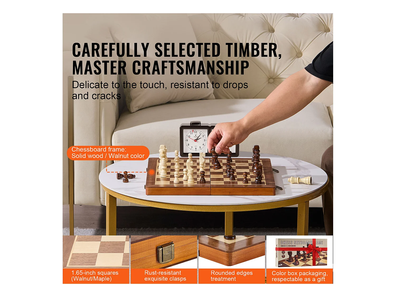 Jeu d'Échecs Magnétique SucceBuy, 38 cm, Eensemble de Voyage Portable, pour Tournoi Professionnel Débutant