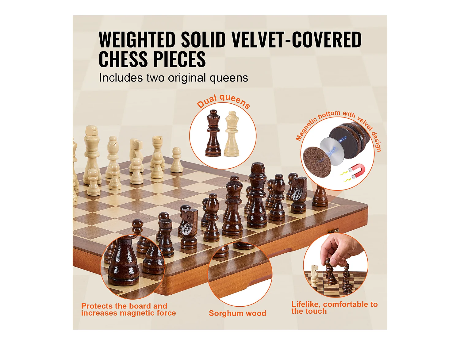 Jeu d'Échecs Magnétique SucceBuy, 38 cm, Eensemble de Voyage Portable, pour Tournoi Professionnel Débutant