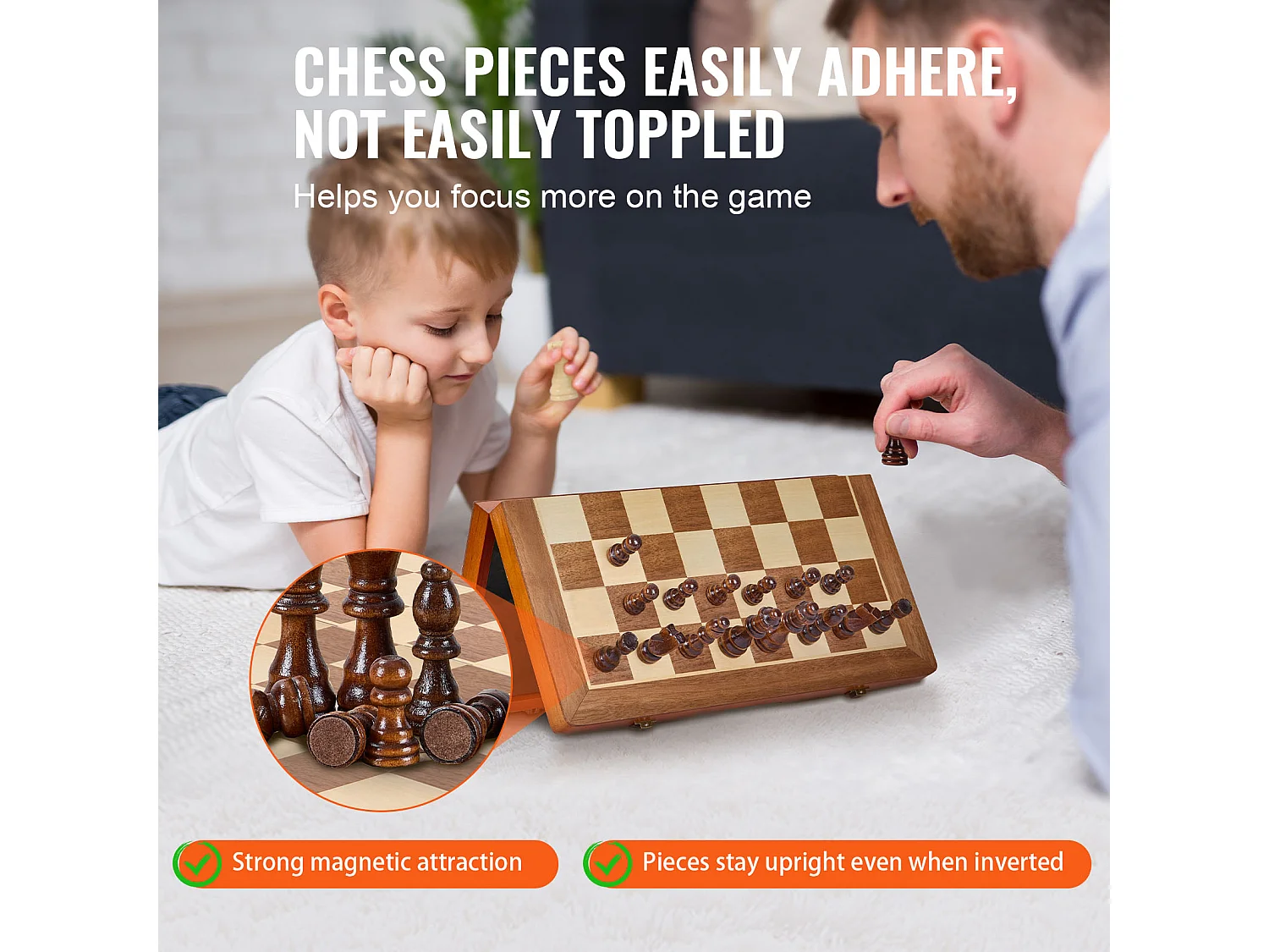 Set di Scacchi Magnetico SucceBuy, 38 cm, Set da Viaggio Portatile, per Tornei Pprofessionali per Principianti