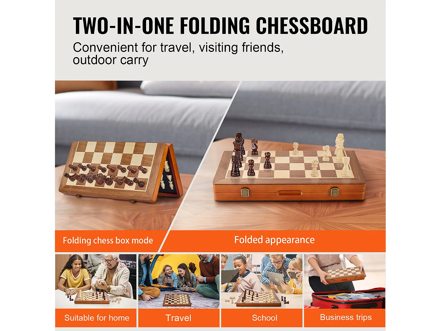 Set di Scacchi Magnetico SucceBuy, 38 cm, Set da Viaggio Portatile, per Tornei Pprofessionali per Principianti