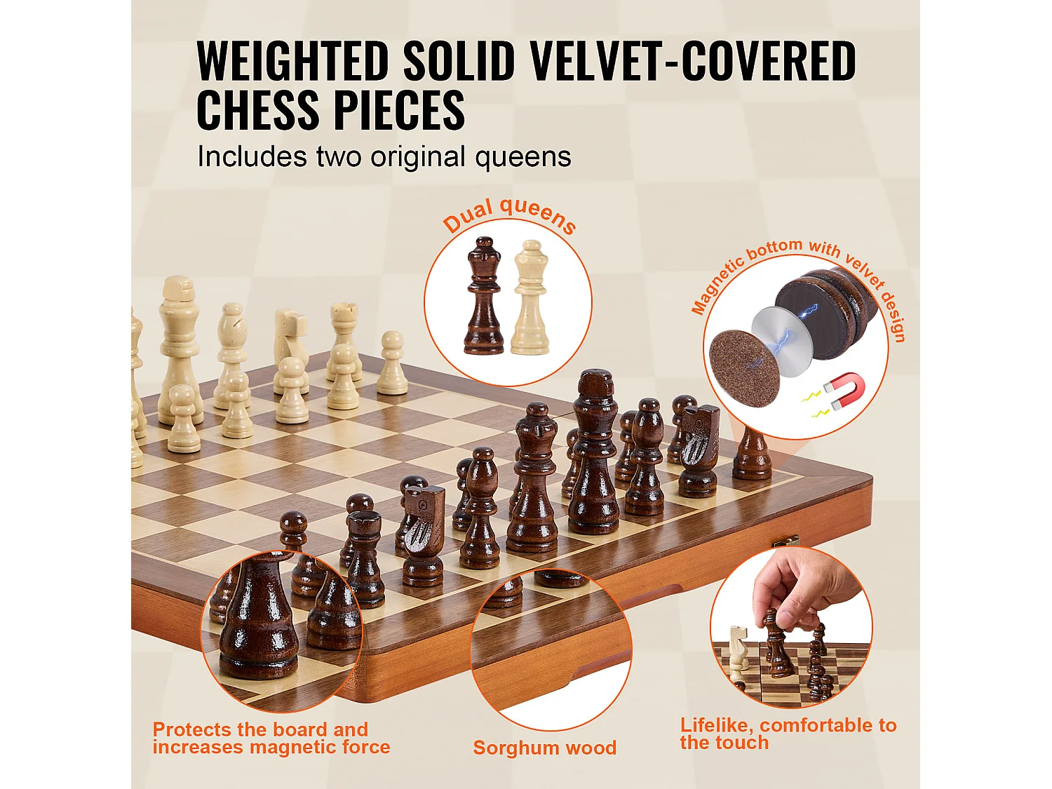 Set di Scacchi Magnetico SucceBuy, 38 cm, Set da Viaggio Portatile, per Tornei Pprofessionali per Principianti