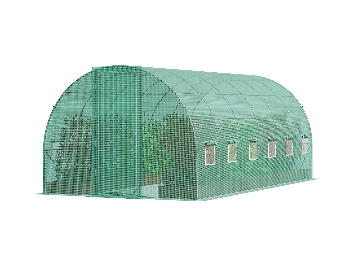 Serre Tunnel SucceBuy 590x295x225 cm, Serre pour Jardinage Extérieur, Cadre en Acier Galvanisé, Vert