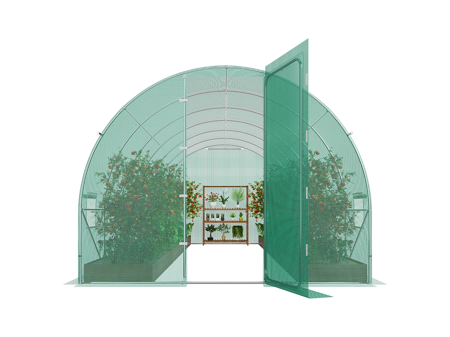 Serre Tunnel SucceBuy 590x295x225 cm, Serre pour Jardinage Extérieur, Cadre en Acier Galvanisé, Vert