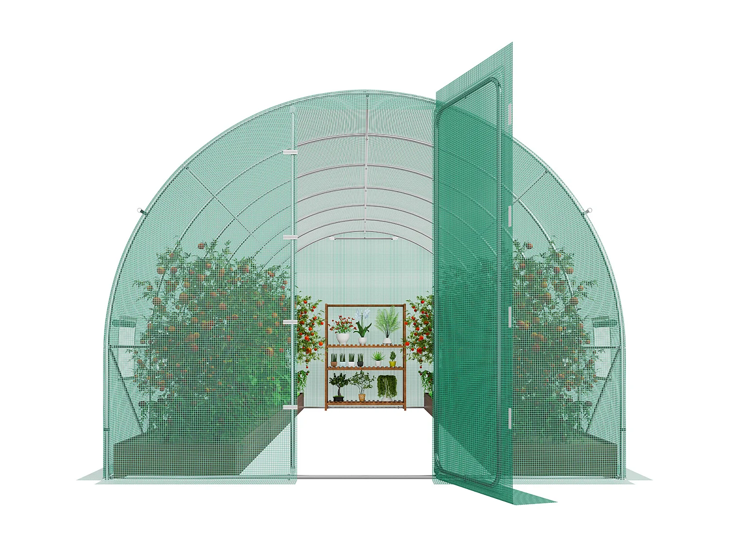 Serre Tunnel SucceBuy 590x295x225 cm, Serre pour Jardinage Extérieur, Cadre en Acier Galvanisé, Vert