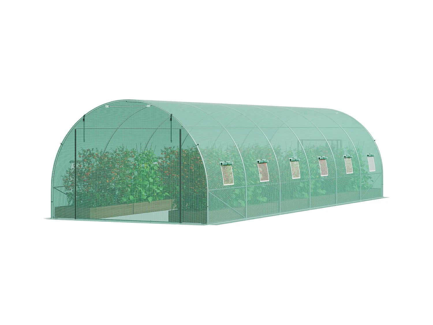 Serre Tunnel SucceBuy 890x295x198 cm, Cadre en Acier Galvanisé, Couverture en PE, Vert