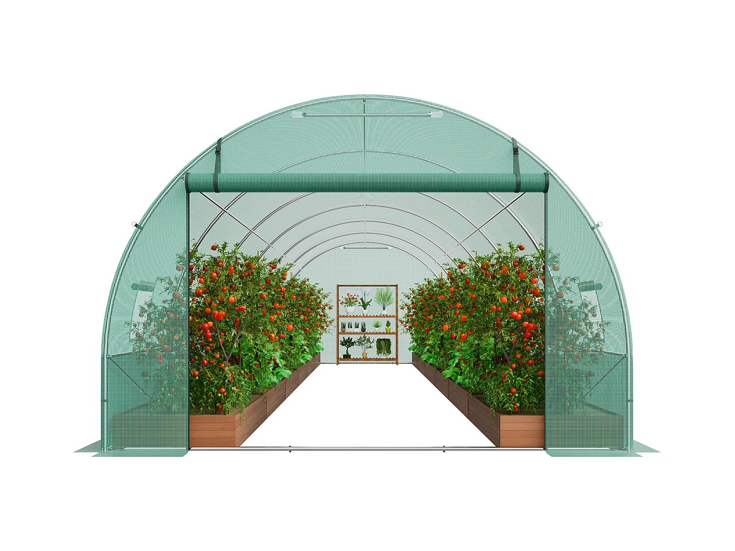 Serre Tunnel SucceBuy 890x295x198 cm, Cadre en Acier Galvanisé, Couverture en PE, Vert