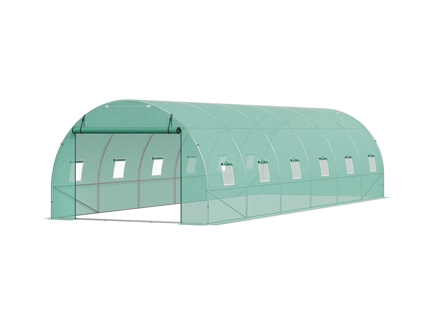 Serre Tunnel SucceBuy 890x295x198 cm, Cadre en Acier Galvanisé, Couverture en PE, Vert