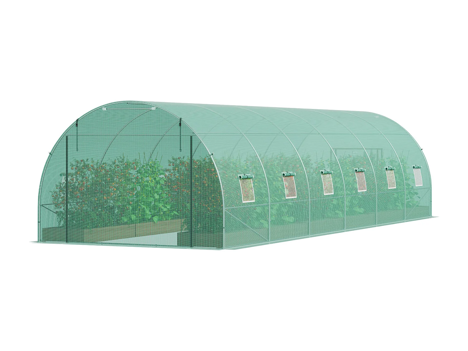 Serre Tunnel SucceBuy 890x295x198 cm, Cadre en Acier Galvanisé, Couverture en PE, Vert