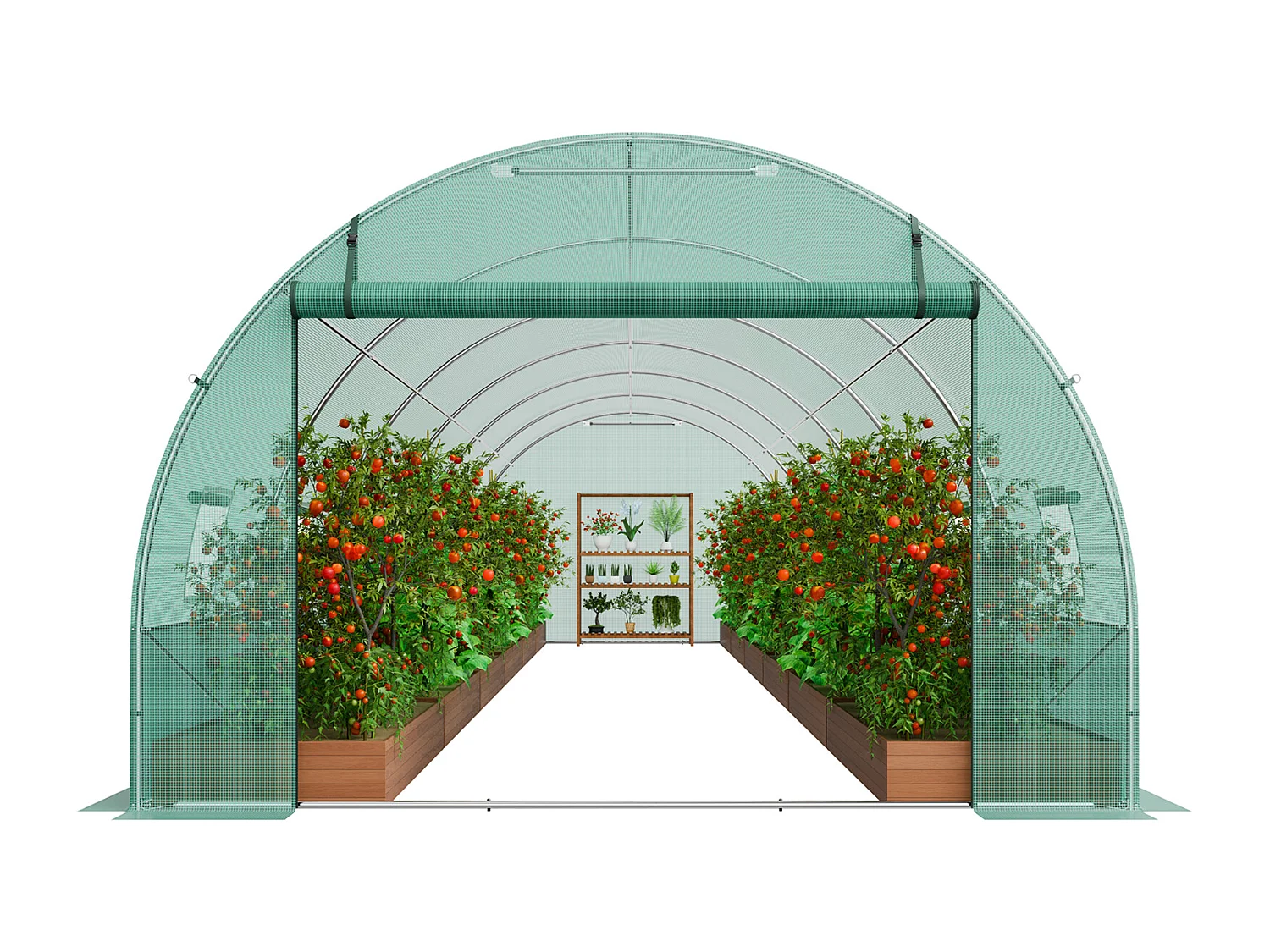 Serre Tunnel SucceBuy 890x295x198 cm, Cadre en Acier Galvanisé, Couverture en PE, Vert