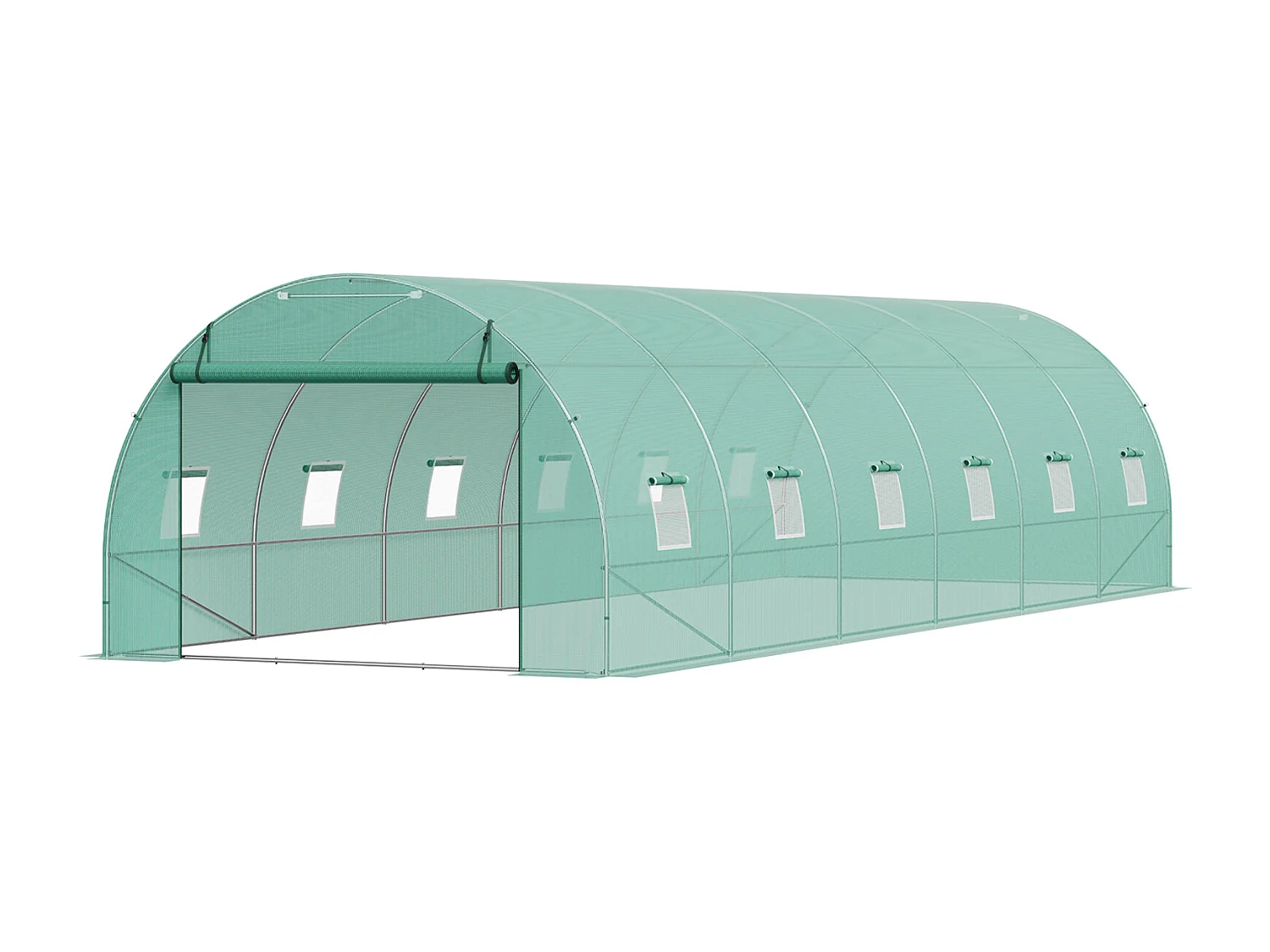 Serre Tunnel SucceBuy 890x295x198 cm, Cadre en Acier Galvanisé, Couverture en PE, Vert