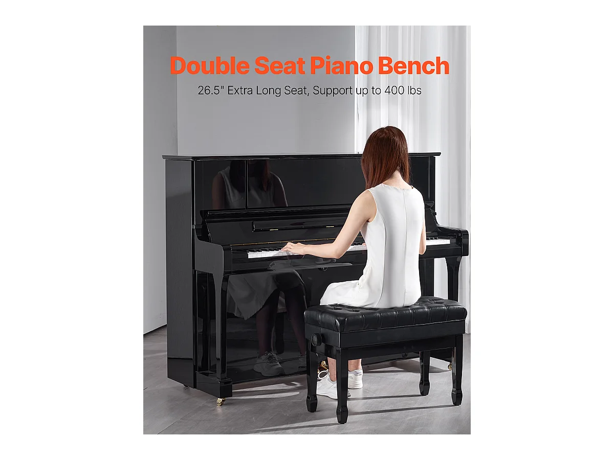 Banc de Piano Réglable SucceBuy, Tabouret de Rangement en Bois pour Clavier, Siège Rembourré