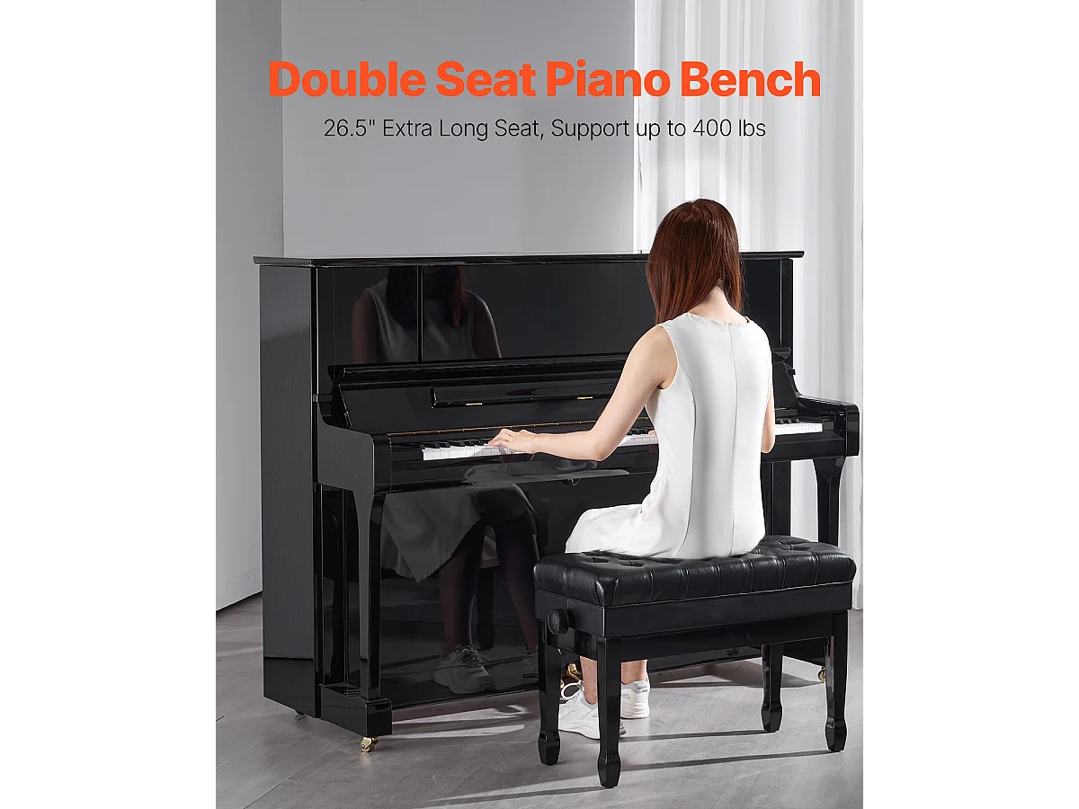 Banc de Piano Réglable SucceBuy, Tabouret de Rangement en Bois pour Clavier, Siège Rembourré