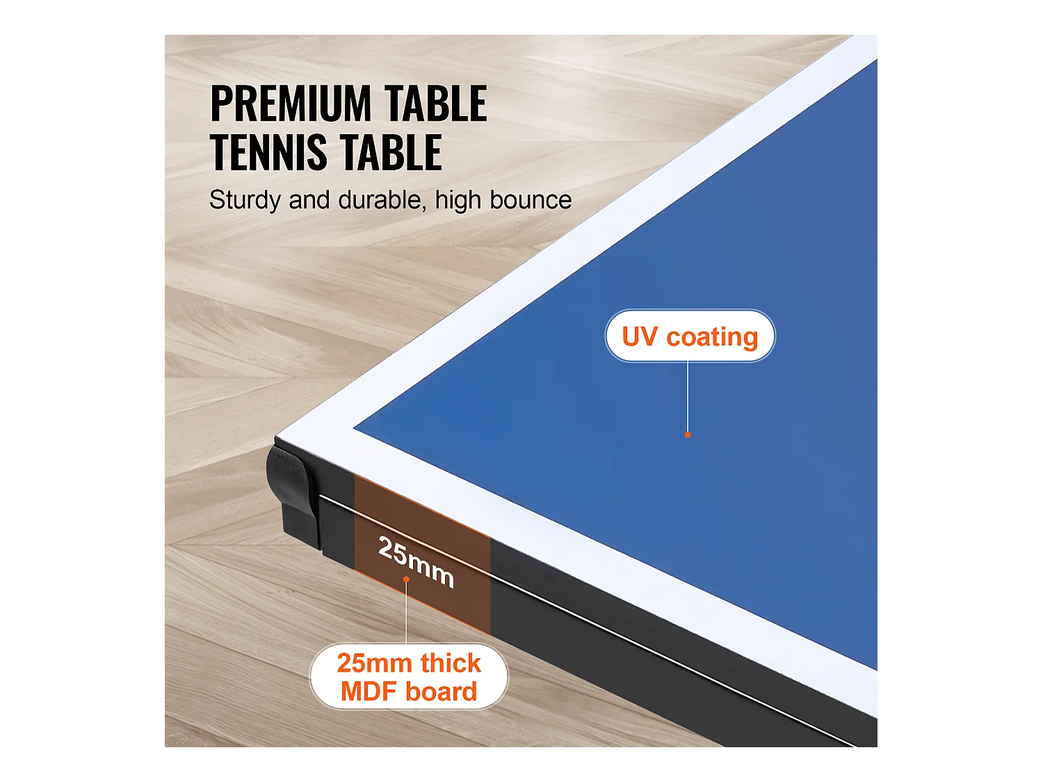 Table de Ping-Pong SucceBuy, Table de Ping-Pong Pliable avec Filet de Serrage, Utilisation en Intérieur