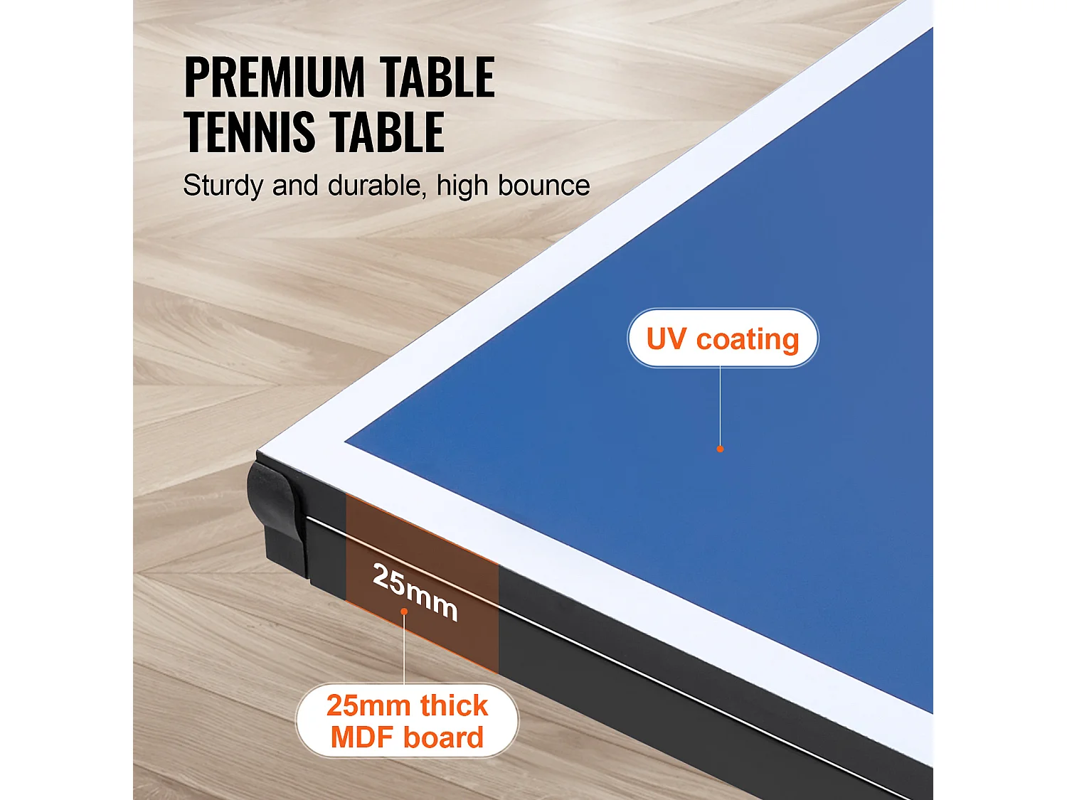 Table de Ping-Pong SucceBuy, Table de Ping-Pong Pliable avec Filet de Serrage, Utilisation en Intérieur