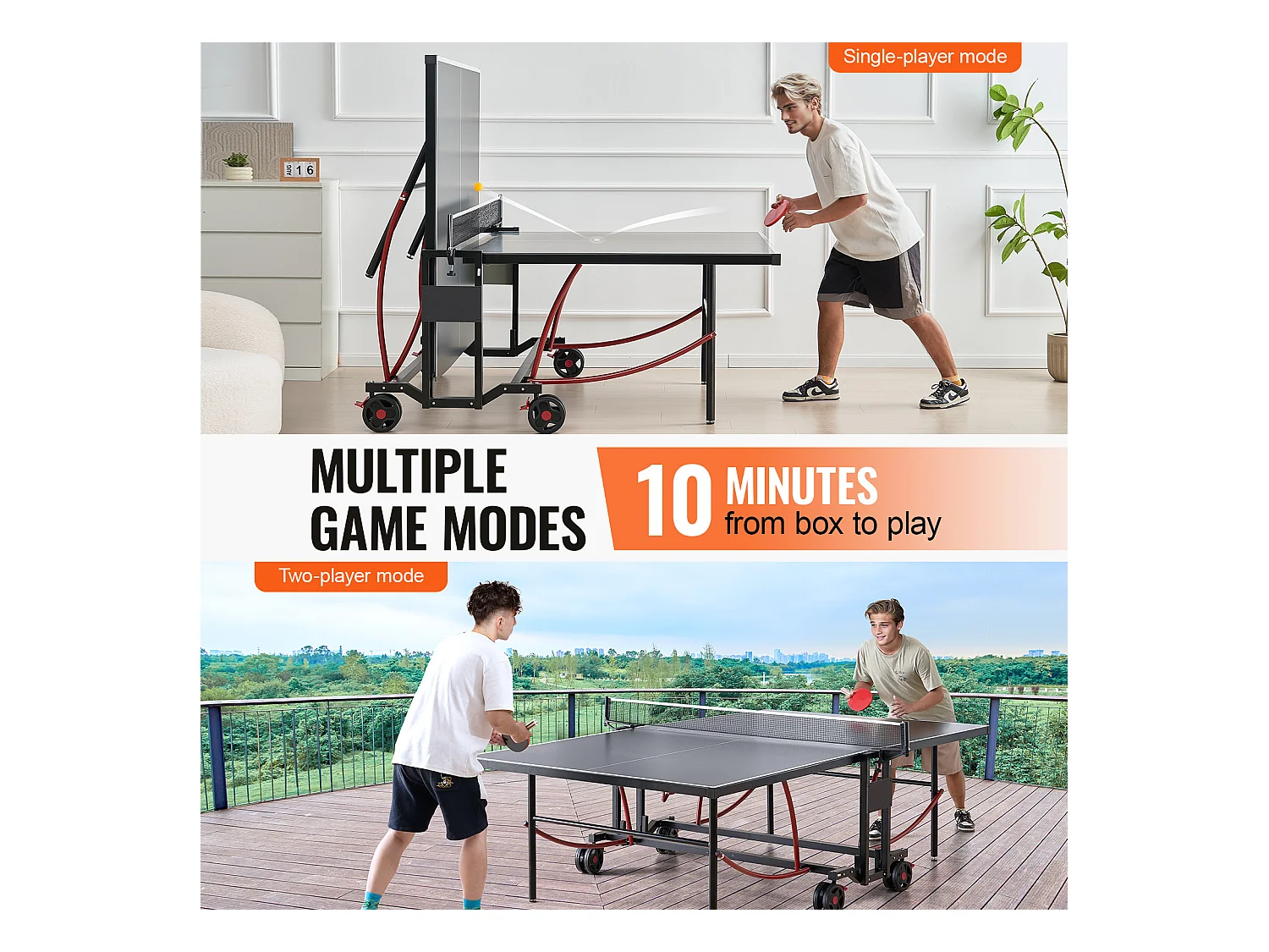 Table de Ping-Pong SucceBuy, Table de Ping-Pong Pliable avec Filet de Serrage, Utilisation en Intérieur