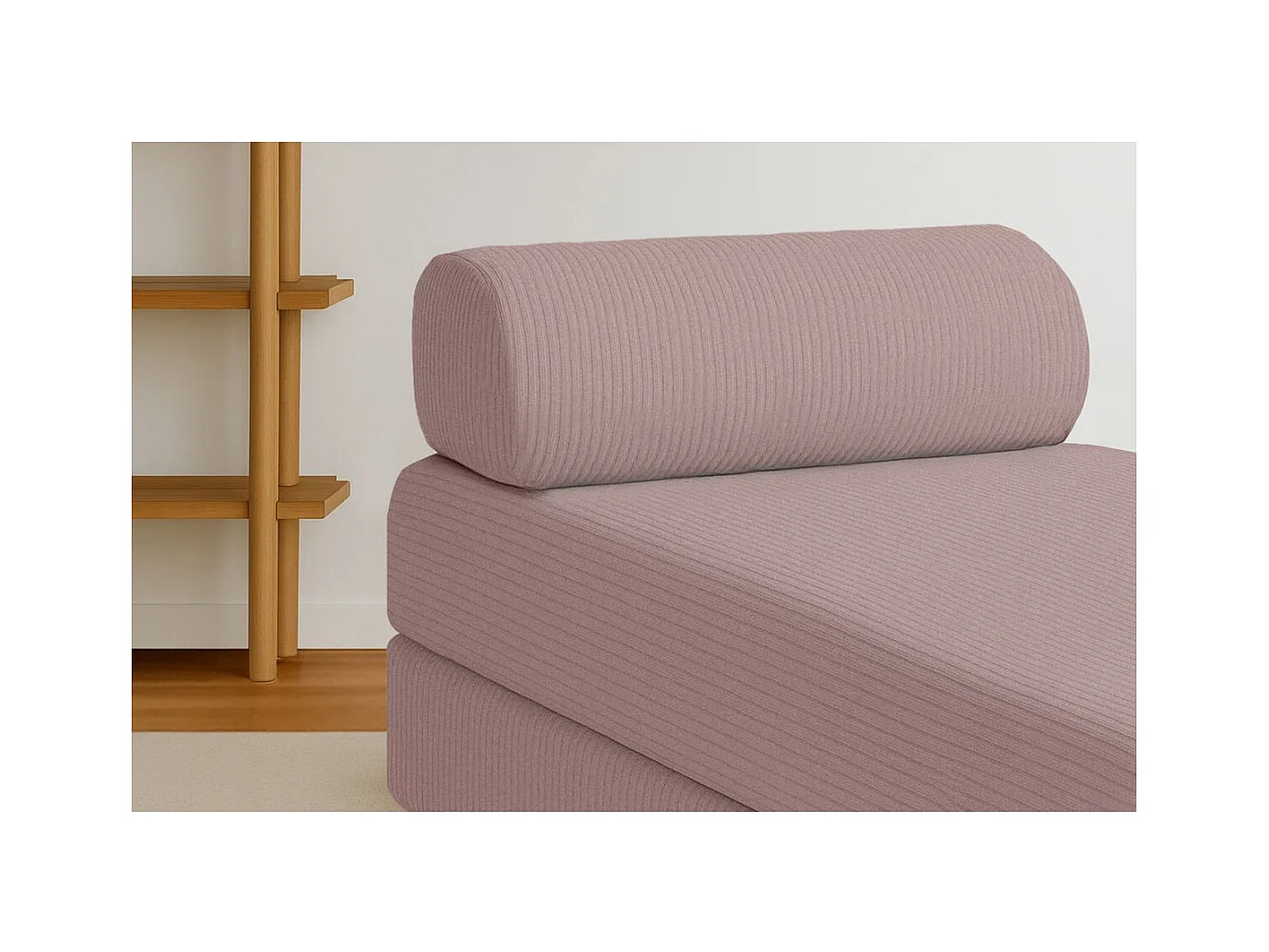 Méridienne modulable et convertible - Velours côtelé - Rose pâle