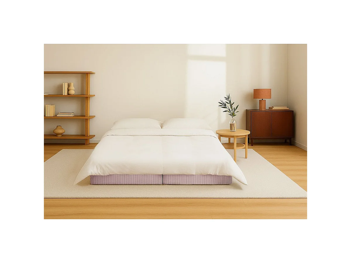 Méridienne modulable et convertible - Velours côtelé - Rose pâle