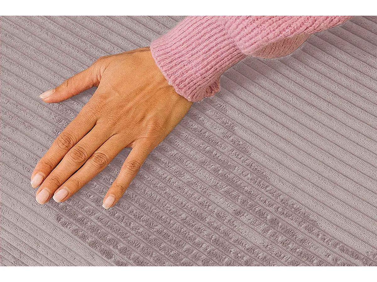 Méridienne modulable et convertible - Velours côtelé - Rose pâle