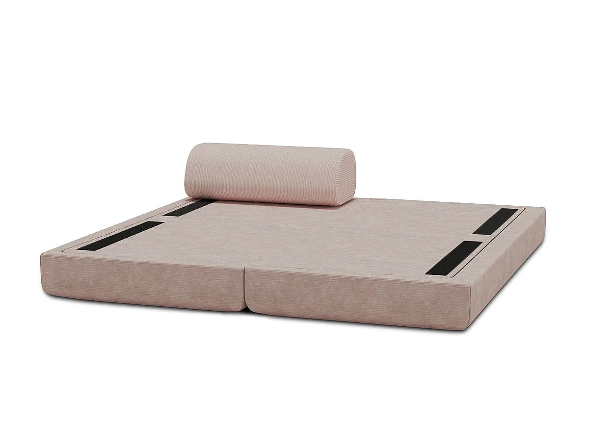 Méridienne modulable et convertible - Velours côtelé - Rose pâle