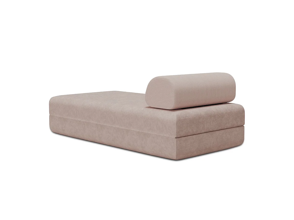 Méridienne modulable et convertible - Velours côtelé - Rose pâle