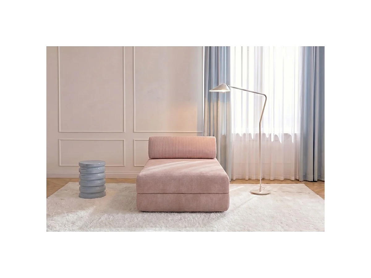 Chaise longue convertible de pana rosa claro