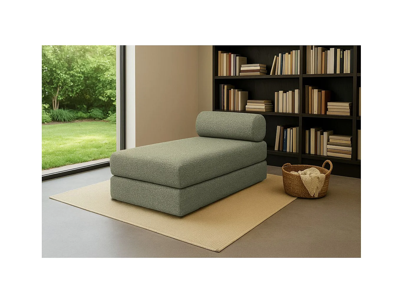 Méridienne modulable et convertible - Tissu tweed - Vert