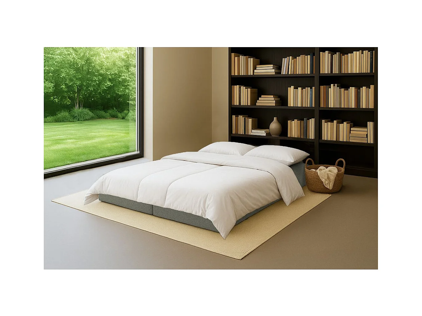 Méridienne modulable et convertible - Tissu tweed - Vert