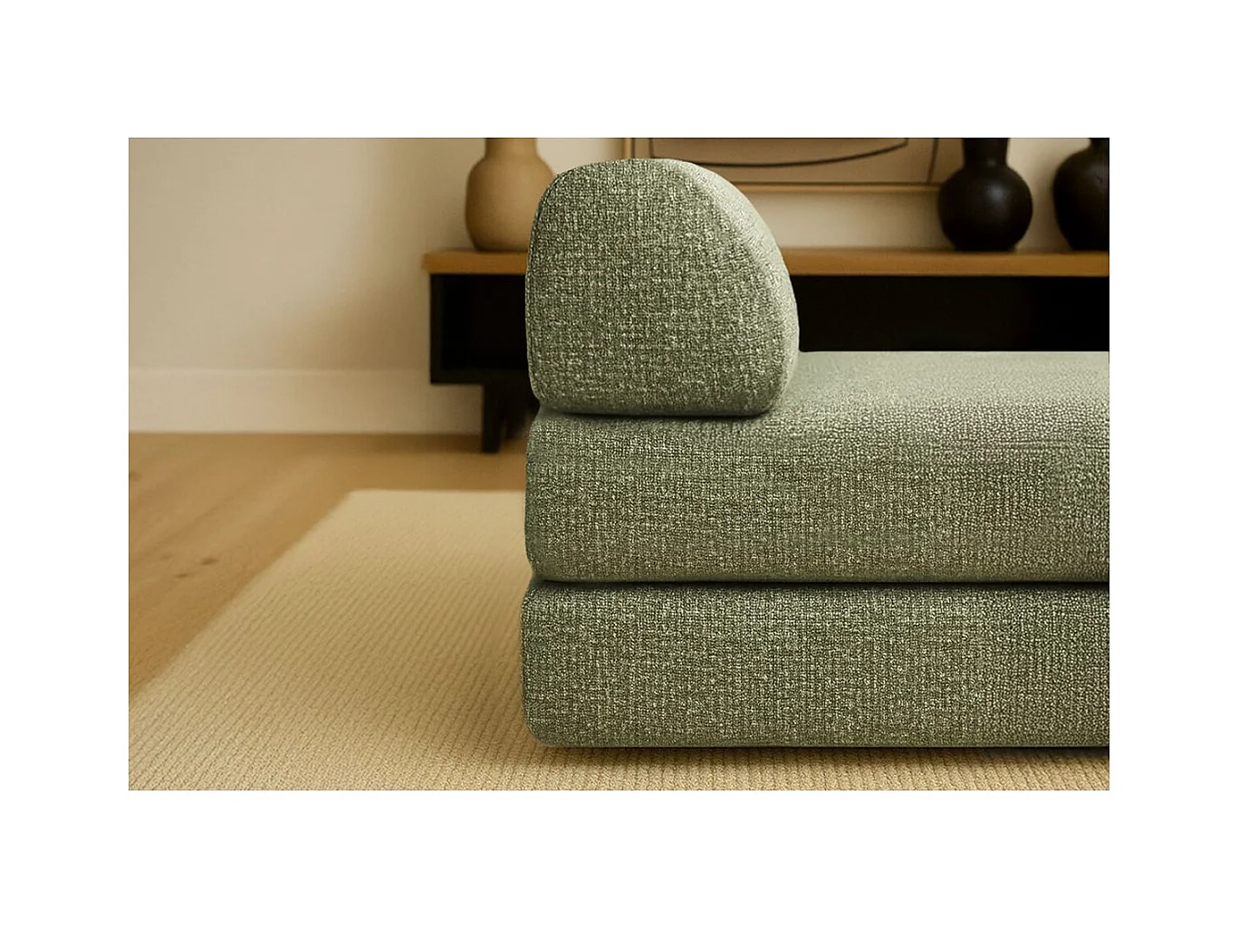 Méridienne modulable et convertible - Tissu tweed - Vert