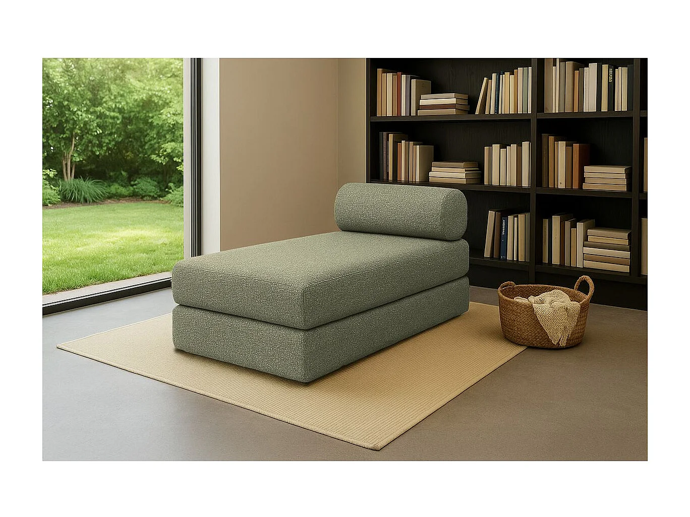 Méridienne modulable et convertible - Tissu tweed - Vert