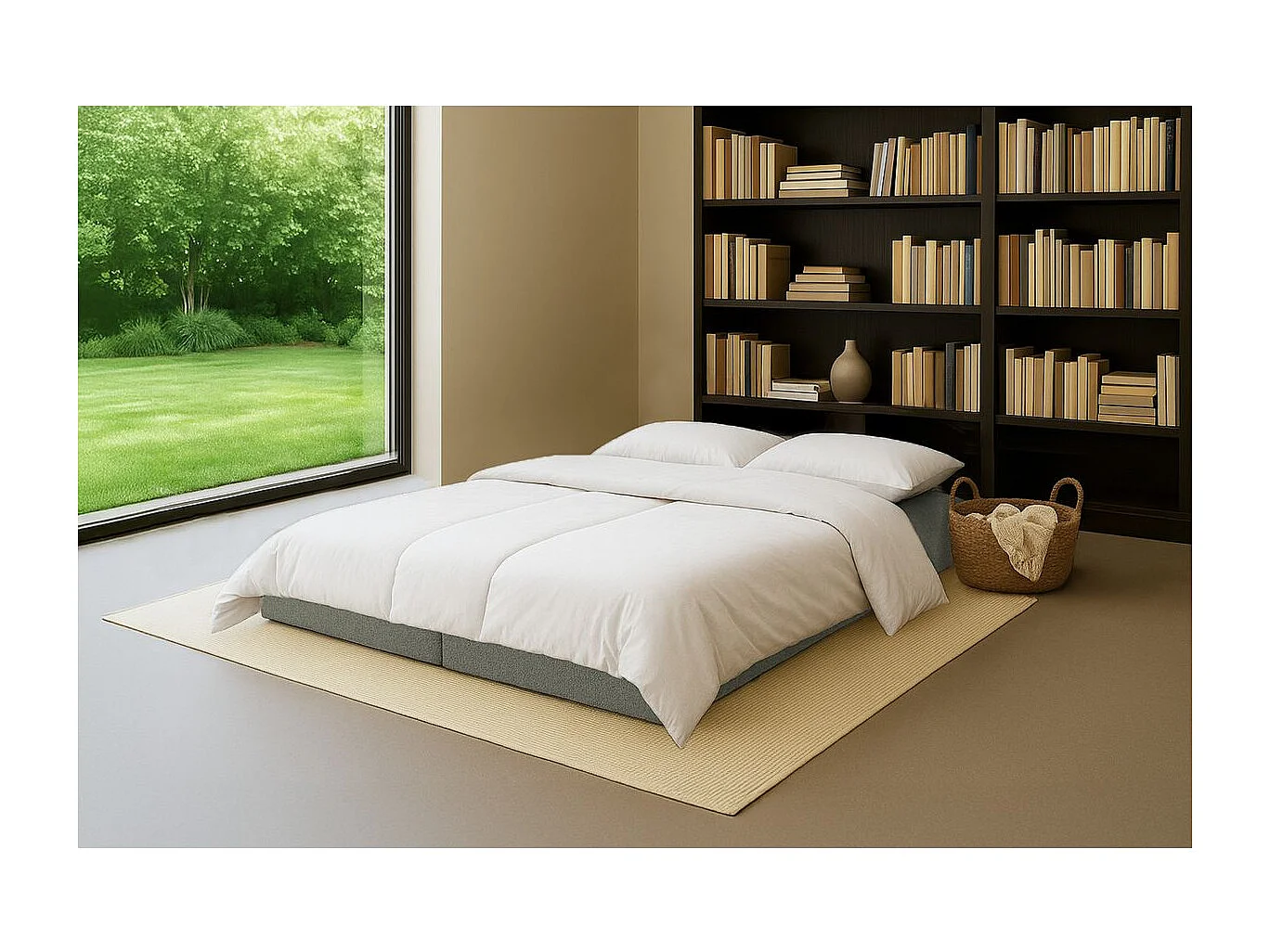 Méridienne modulable et convertible - Tissu tweed - Vert