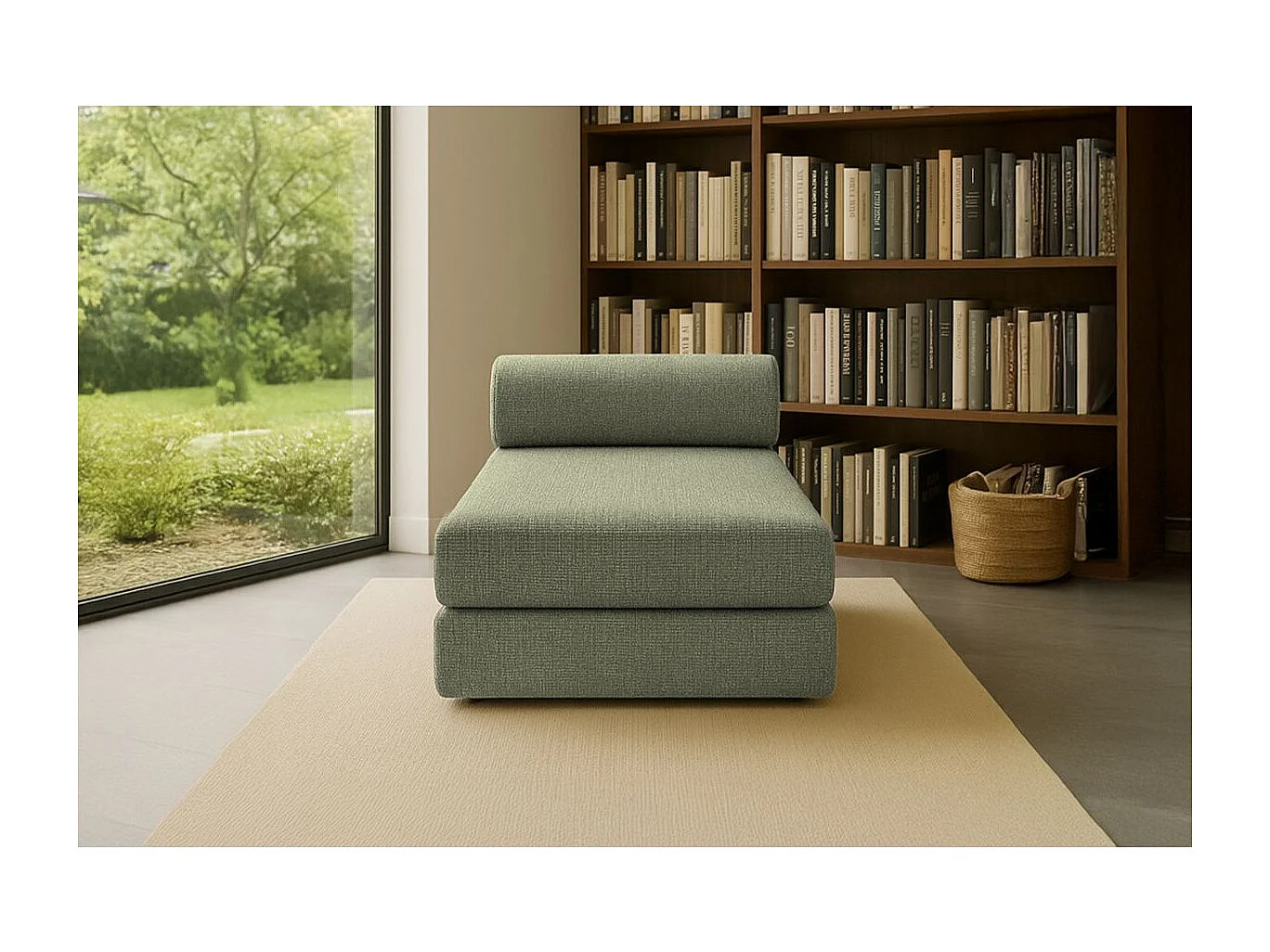 Méridienne modulable et convertible - Tissu tweed - Vert