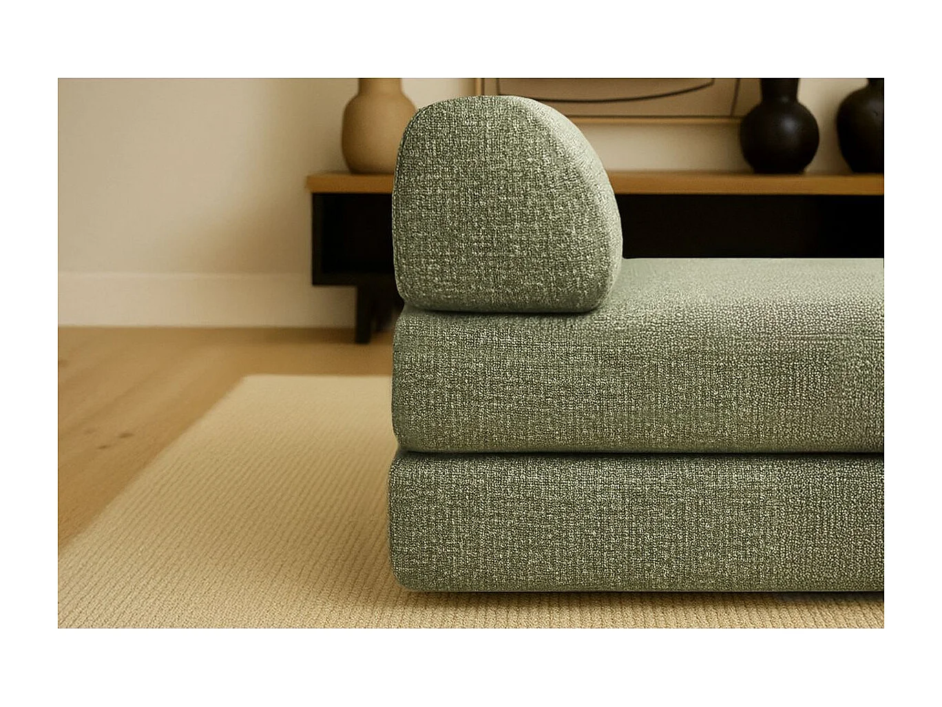 Méridienne modulable et convertible - Tissu tweed - Vert