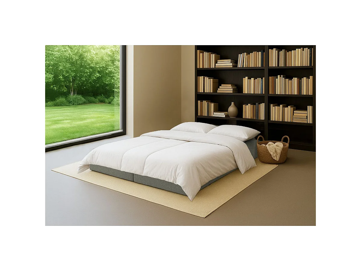 Méridienne modulable et convertible - Tissu tweed - Vert