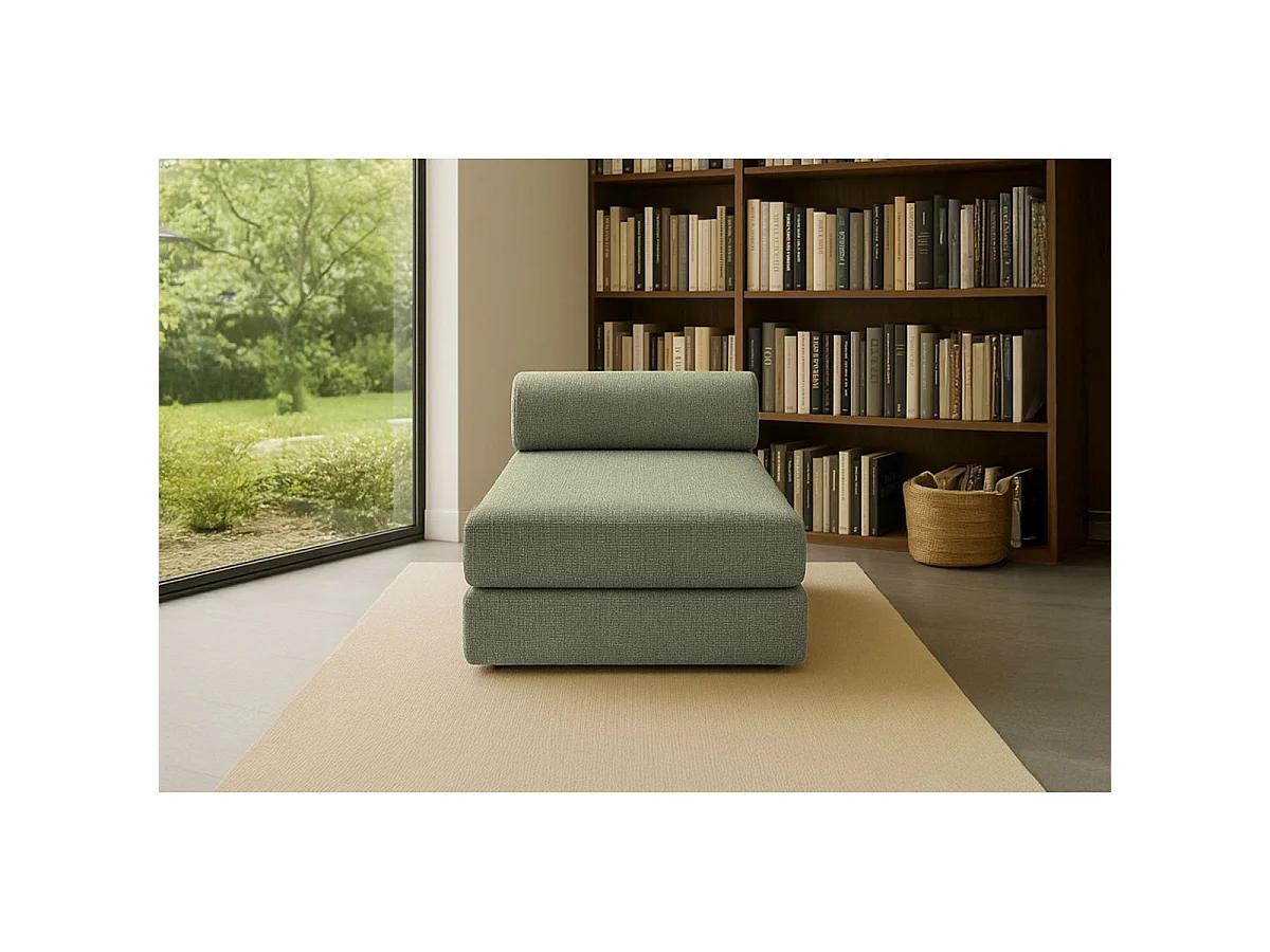 Méridienne modulable et convertible - Tissu tweed - Vert