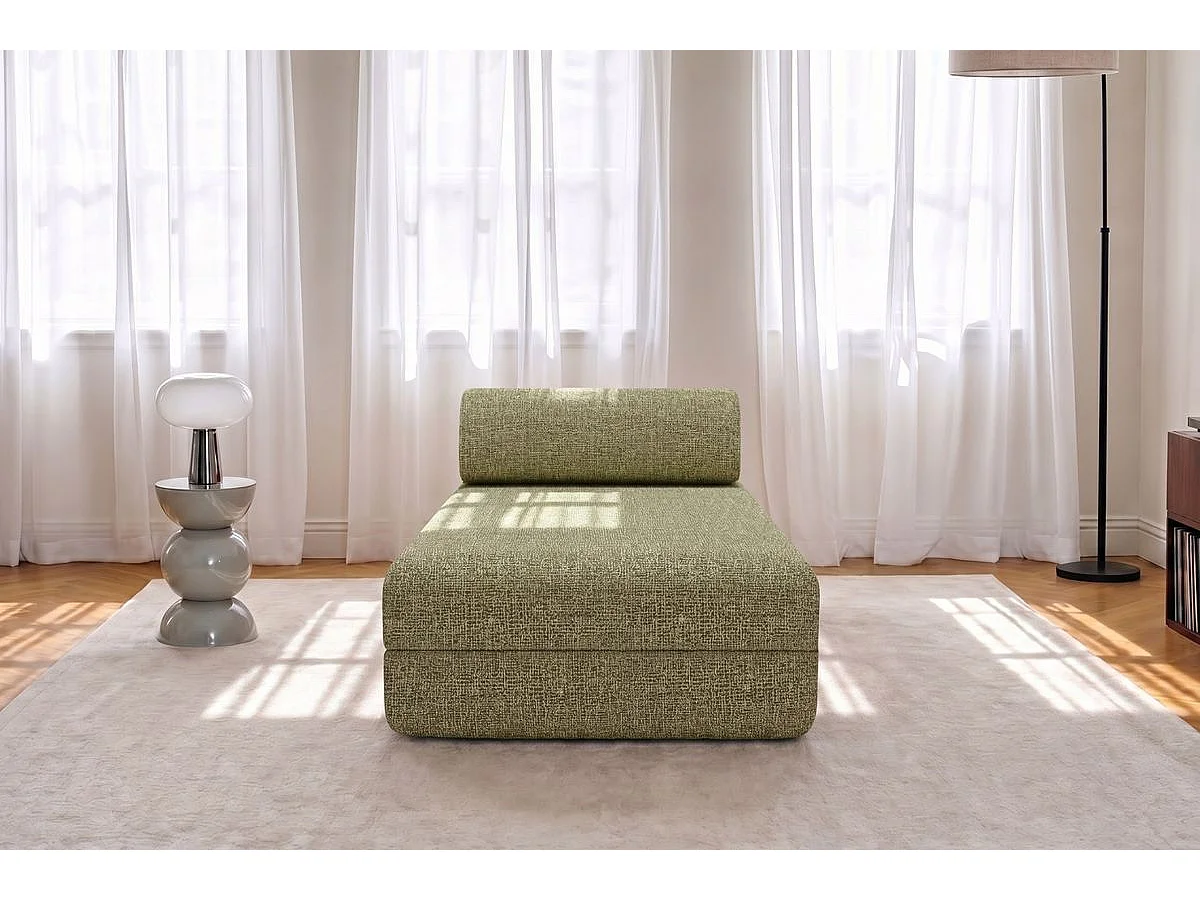 Méridienne modulable et convertible - Tissu tweed - Vert
