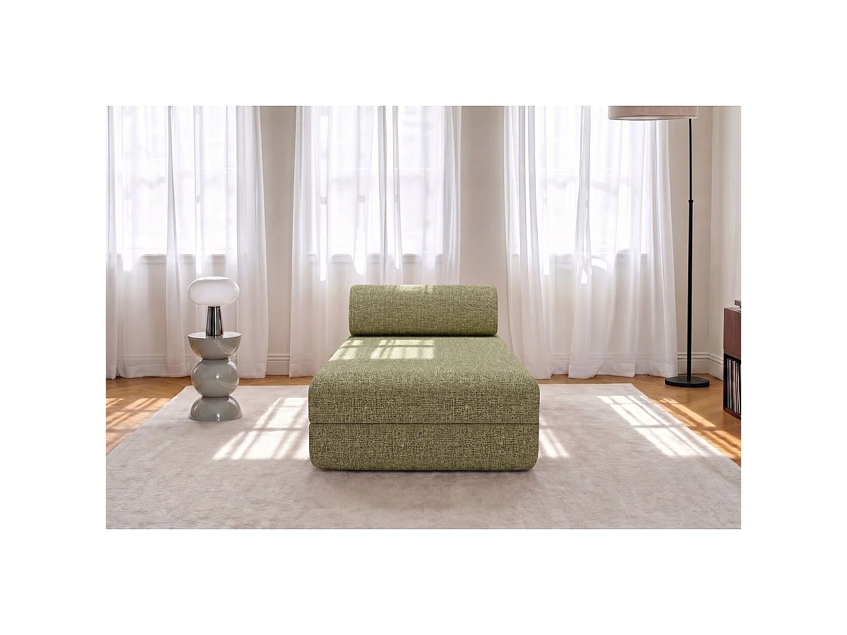 chaise longue convertible de tweed verde