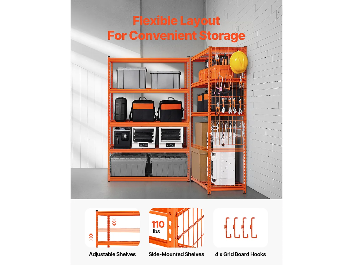 Étagères de Rangement SucceBuy Robustes Réglables à 5 Niveaux,1134 kg,  en Acier au Carbone SPCC, pour Cuisines, Garages