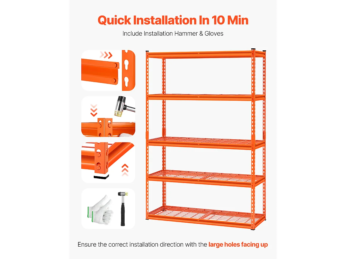 Étagères de Rangement SucceBuy Robustes Réglables à 5 Niveaux,1134 kg,  en Acier au Carbone SPCC, pour Cuisines, Garages
