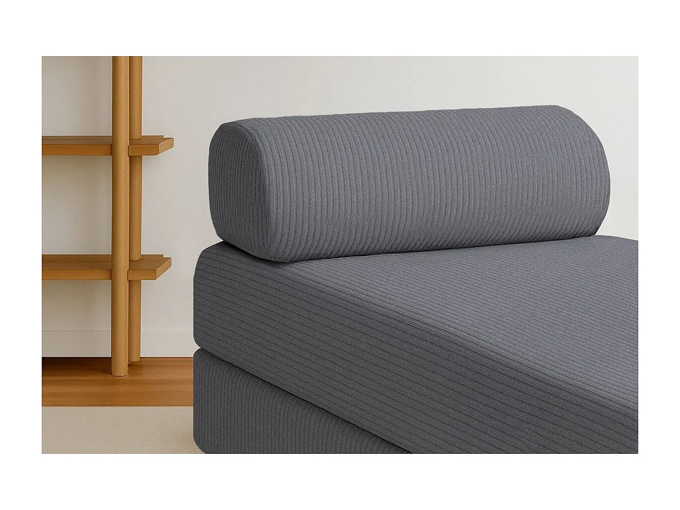 Méridienne modulable et convertible - Velours côtelé - Gris