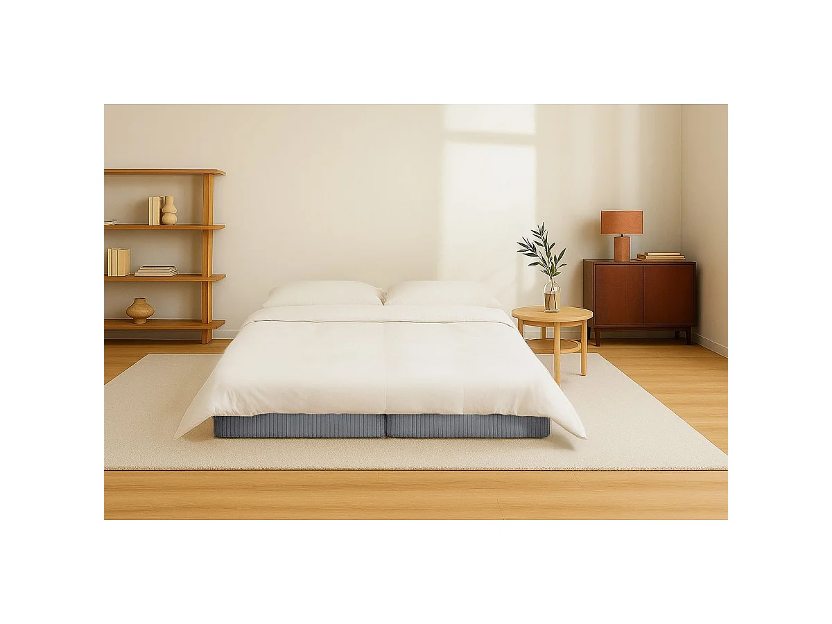 Méridienne modulable et convertible - Velours côtelé - Gris