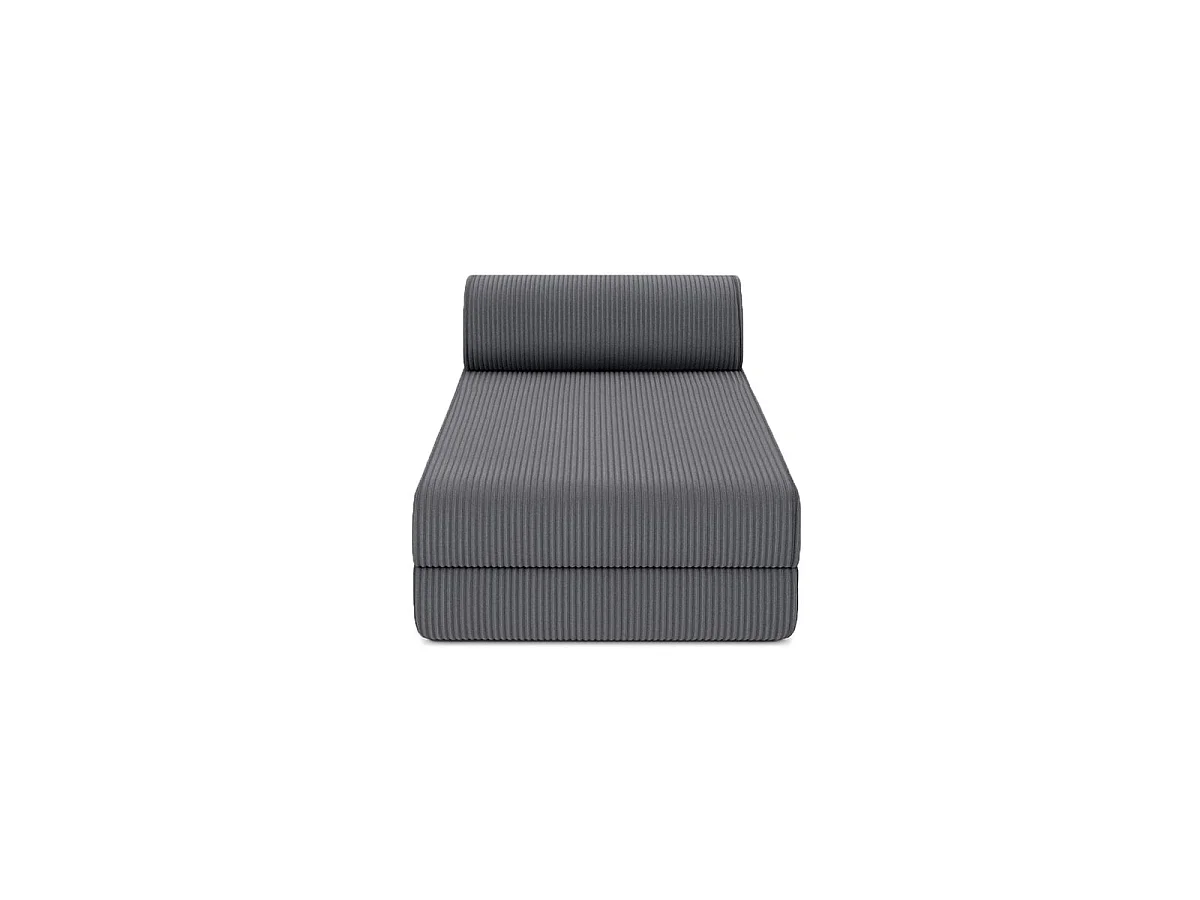 Méridienne modulable et convertible - Velours côtelé - Gris