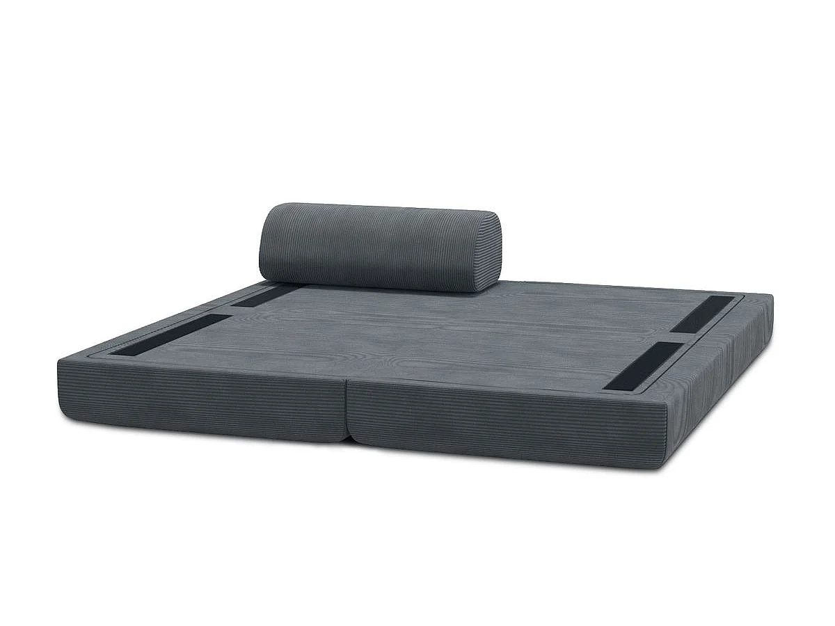 Méridienne modulable et convertible - Velours côtelé - Gris