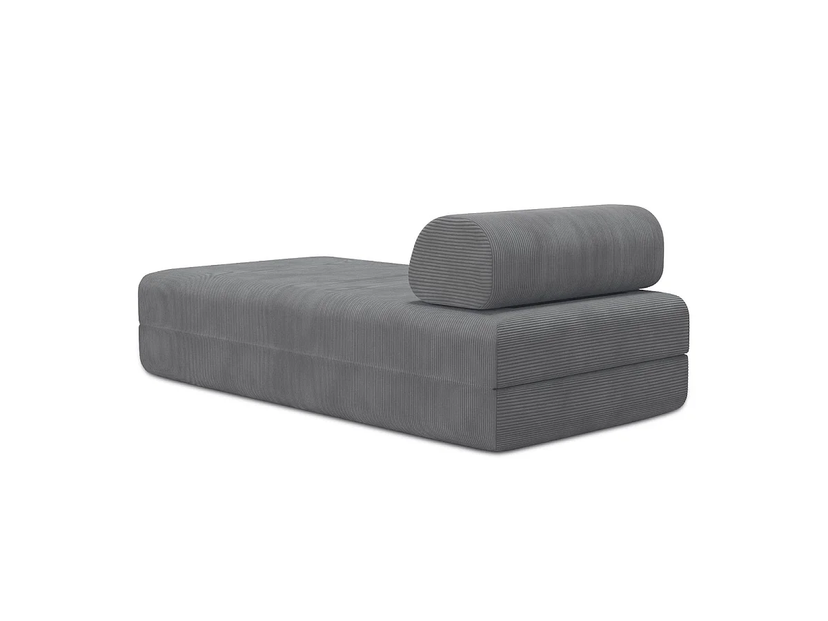 Méridienne modulable et convertible - Velours côtelé - Gris