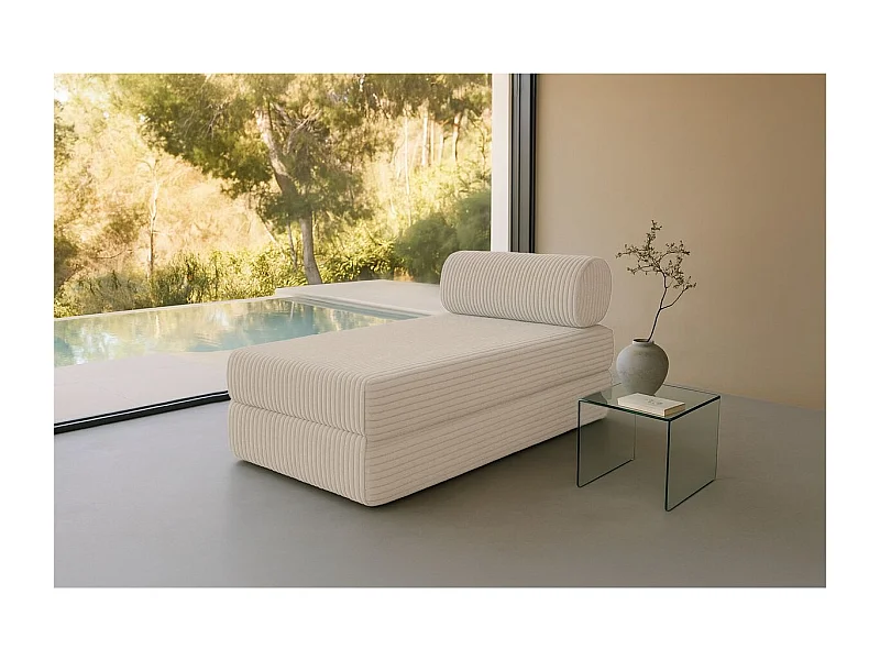Méridienne modulable et convertible - Velours côtelé XL - Beige