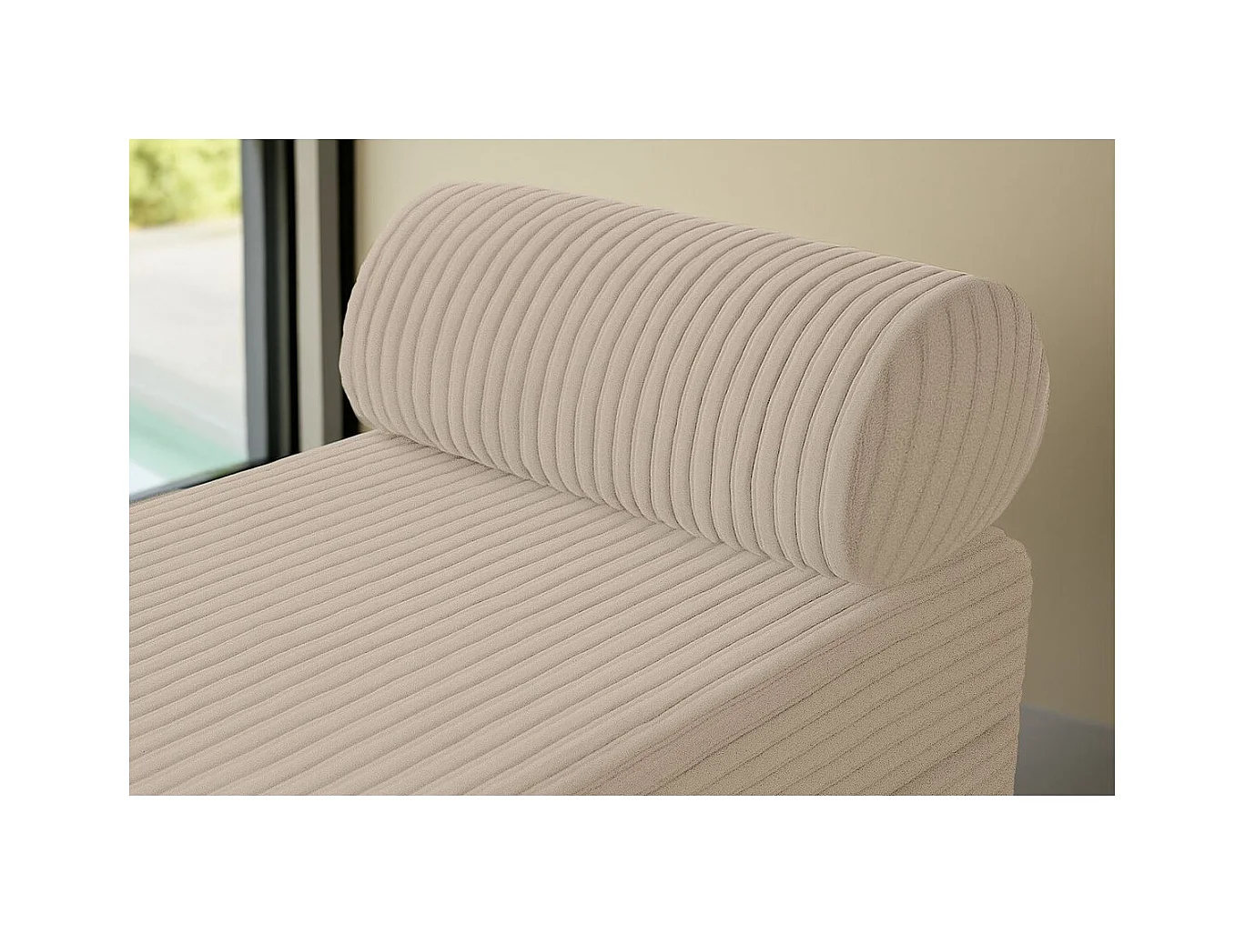 Méridienne modulable et convertible - Velours côtelé XL - Beige