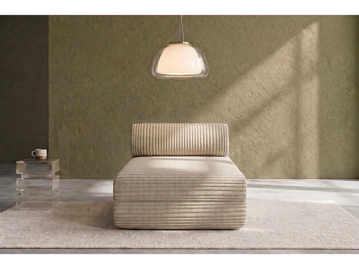 Méridienne modulable et convertible - Velours côtelé XL - Beige