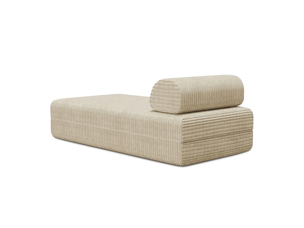 Méridienne modulable et convertible - Velours côtelé XL - Beige