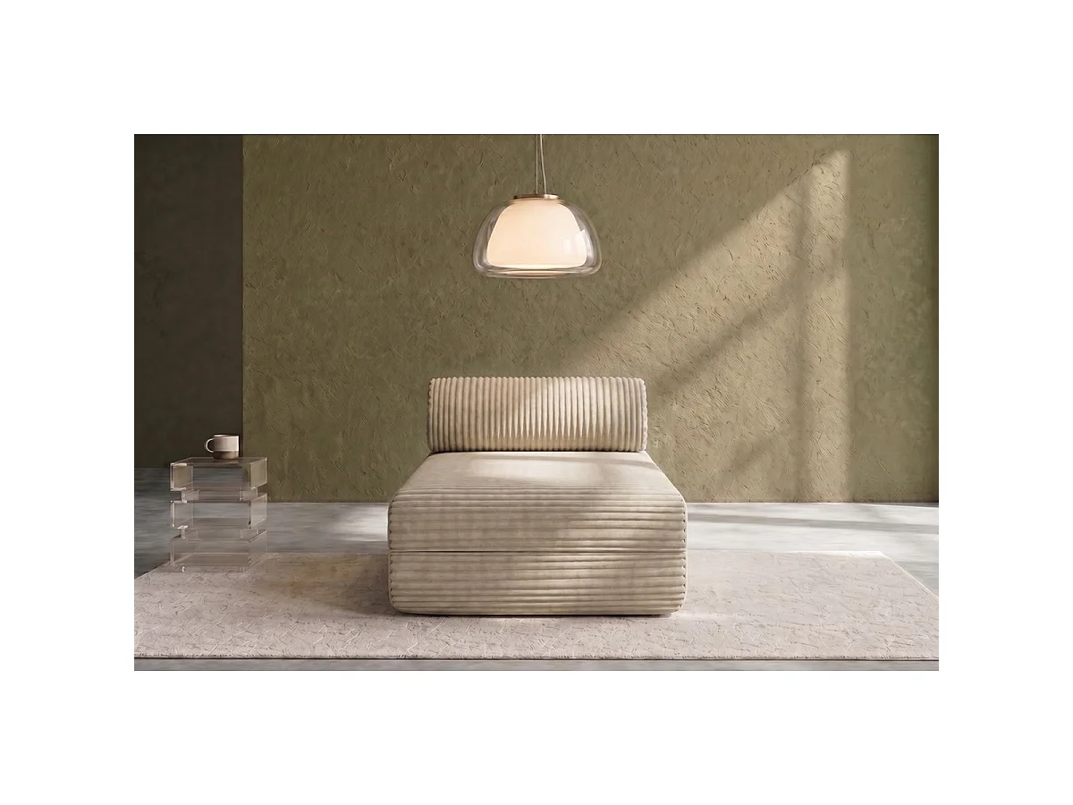 Méridienne modulable et convertible - Velours côtelé XL - Beige